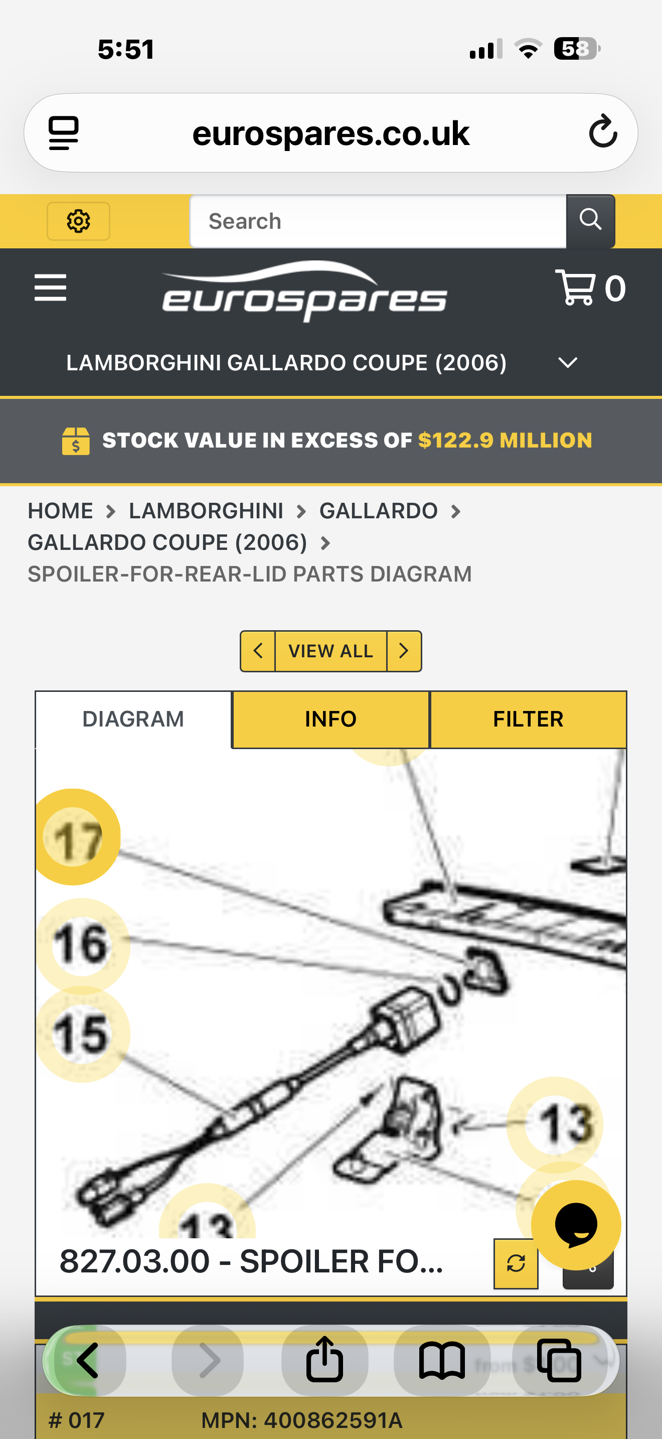 06/07/08 pre LP gallardo reverse camera plastic shroud 400862591A